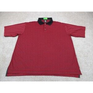 Footjoy Polo Shirt Adult Extra Large White Red Black Striped Preppy Golf Mens